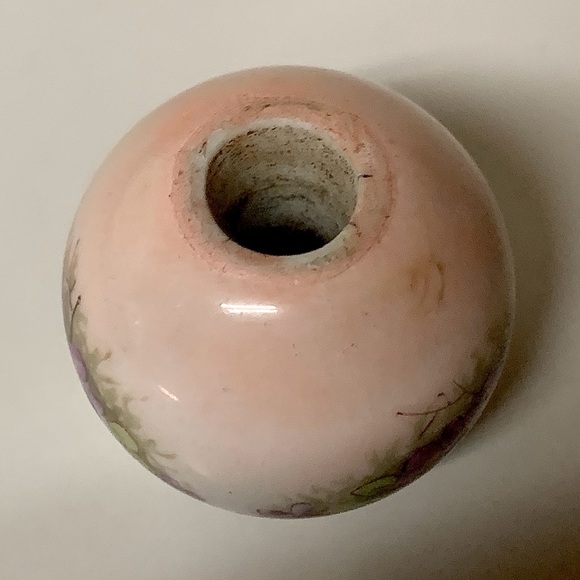 Early Mid Century Floral Bow Hand Painted Porcelain Cane Topper Ball Handle - Picture 11 of 16